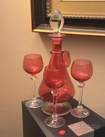 Caraffa e calici vetro di Murano