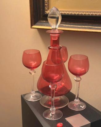 Caraffa e calici vetro di Murano