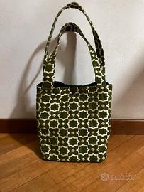 Borsa in tessuto verde fantasia
