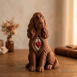Statua Scultura Cane Cocker Cuore Soprammobile