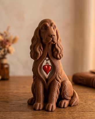 Statua Scultura Cane Cocker Cuore Soprammobile