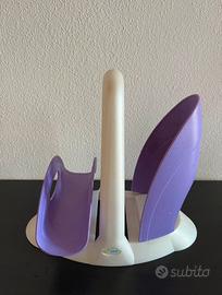 Porta bicchieri e tovaglioli Ecoplast lilla/bianco