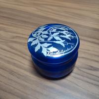 Scatola vetro soffiato blu cobalto decoro argento 