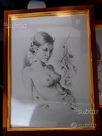 Quadro litografia argento C.Parisi Nudo di donna
