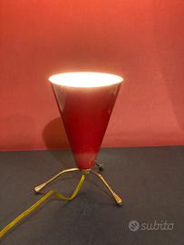 Abat-jour lampada da tavolo anni ‘50 rossa a cono