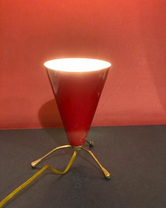 Abat-jour lampada da tavolo anni ‘50 rossa a cono