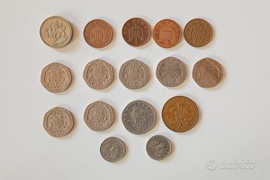 Lotto 16 monete regno unito - pound - sterlina