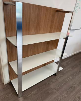 Libreria moderna acciaio vetro temperato legno