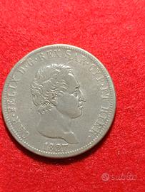 5 lire argento Carlo felice 1827 GE