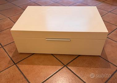 Comodino cassettiera bianco avorio con cassetto