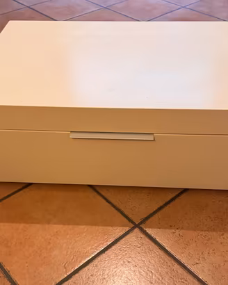 Comodino cassettiera bianco avorio con cassetto