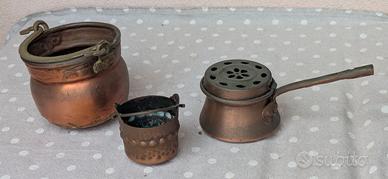 3 Pentoline Cocotte Scaldino in RAME