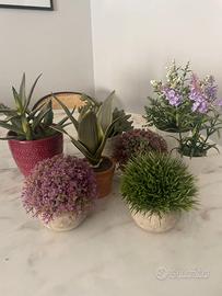 Set 8 piante artificiali decorative con vaso