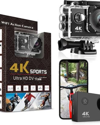 Action Camera 4K Ultra HD Wi-Fi Impermeabile