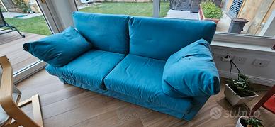 Divano artigianale 3posti extraLarge Alcantara blu