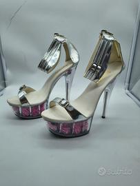Scarpe Sceniche Ripelady Argento con Rose - N. 39
