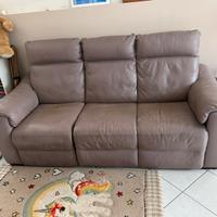 Divano in pelle elefante con 1 recliner elettrico