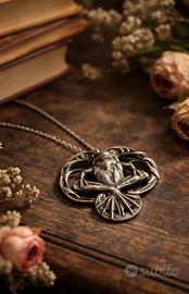 Antico medaglione liberty rana firmato placc arg