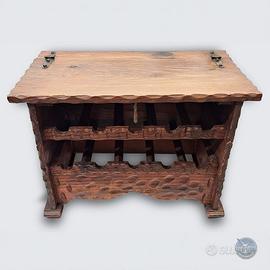 Cantinetta portabottiglie in legno con coperchio