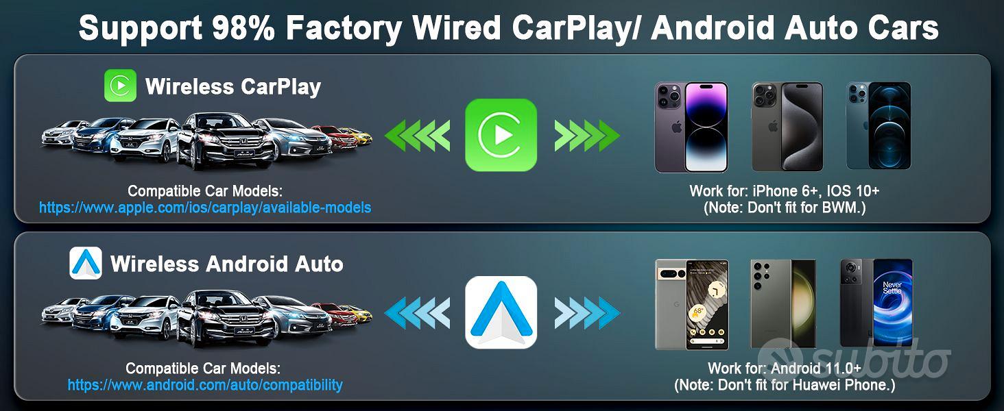 Adattatore android auto wireless e carplay - Telefonia In vendita a Perugia