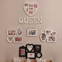 Set 5 portafoto multipli con scritte in legno chic