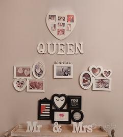 Set 5 portafoto multipli con scritte in legno chic
