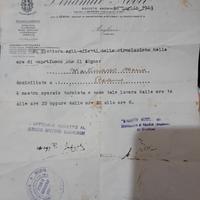 foglio originale per circolazione coprifuoco 1943