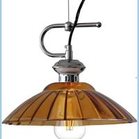 Lampadario pendente in vetro e acciaio