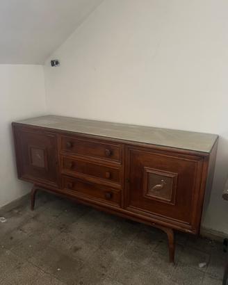 Credenza madia vintage anni 50 legno con vetro