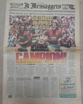 Il Messaggero 18/06/2001 - ROMA CAMPIONE