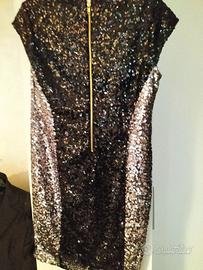 Vestito donna con paillettes tg 48 nero e argento