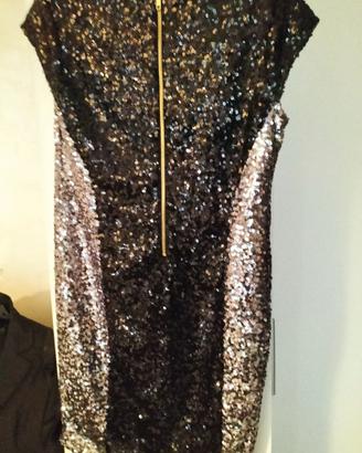 Vestito donna con paillettes tg 48 nero e argento