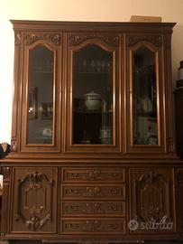 CREDENZA CON VETRINA IN LEGNO MASSELLO