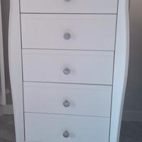 cassettiera bianca a 5 cassetti