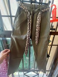 Pantalone donna M 42 44 verde fascia greca viscosa