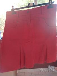 gonna jeans rosso