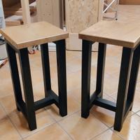 Sgabelli industrial design legno massello rovere 