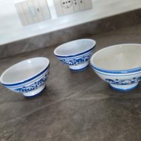 Set 3 ciotole ceramica blu e bianca