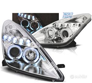 FARI TOYOTA CELICA T23 99-05 LED OCCHI ANGEL CROMA