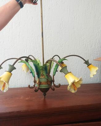 Lampadario vintage in stile Liberty/Fiorentino 