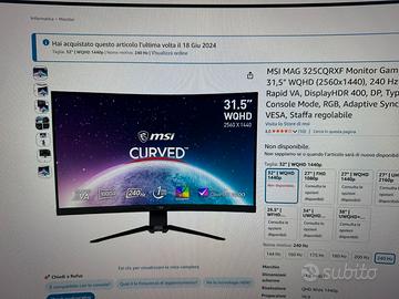 Monitor 2k 240hz, tastiera e mouse professionali