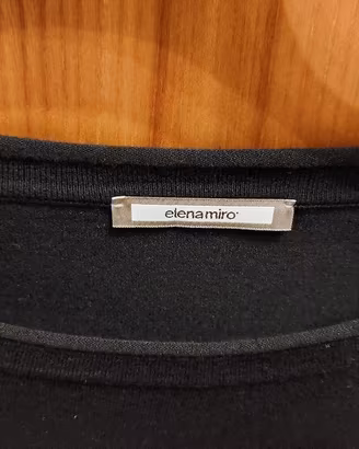 Elena Mirò. Maglia nera motivi marron e beige
