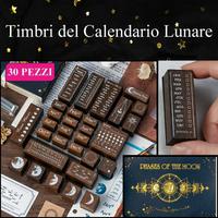 Timbri Legno stile vintage Calendario Lunare Mesi