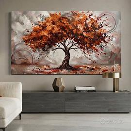 Quadro Moderno Astratto Albero Autunnale Dipinto