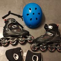 Pattini in linea bimbo-Roller, Casco, Ginocchiere