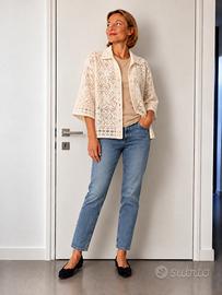 Giacca traforata Piombo color panna – XL