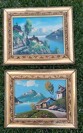 Coppia di dipinti a olio su tavola - firmati Lini