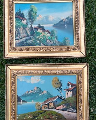 Coppia di dipinti a olio su tavola - firmati Lini