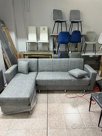 Divano 240x150 stoffa grigio- cassettone e letto