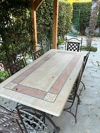 Tavolo giardino con sedie artigianale